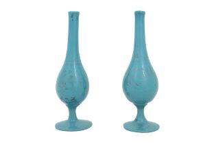 TWO GILT TURQUOISE BEYKOZ GLASS ROSEWATER SPRINKLERS Turkey, first half 19th century
