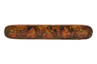 A QAJAR LACQUERED PAPIER-MÂCHÉ PEN CASE (QALAMDAN) Iran, late 19th century 