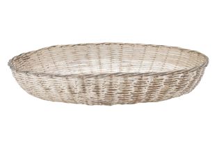 A FRENCH SILVER-PLATED OVAL WOVEN BASKET France, 20th century
