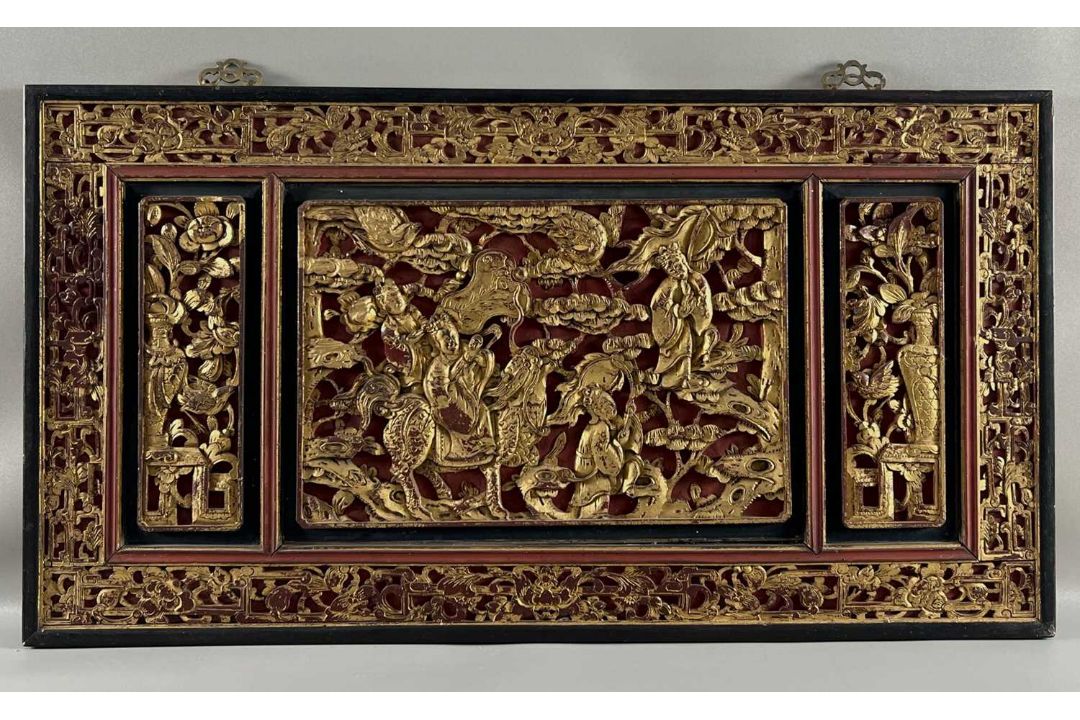 Asiatika Holzrelief wohl China wohl Türflügel ca. 90cm - Bild 1 aus 5