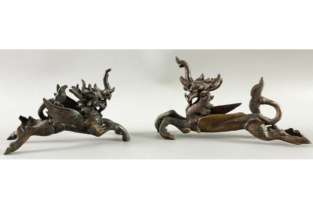 Asiatika Konvolut Amulet Gandhanra, Gürtelschnalle, 2 Drachen und Kamm, wohl China - Bild 9 aus 12