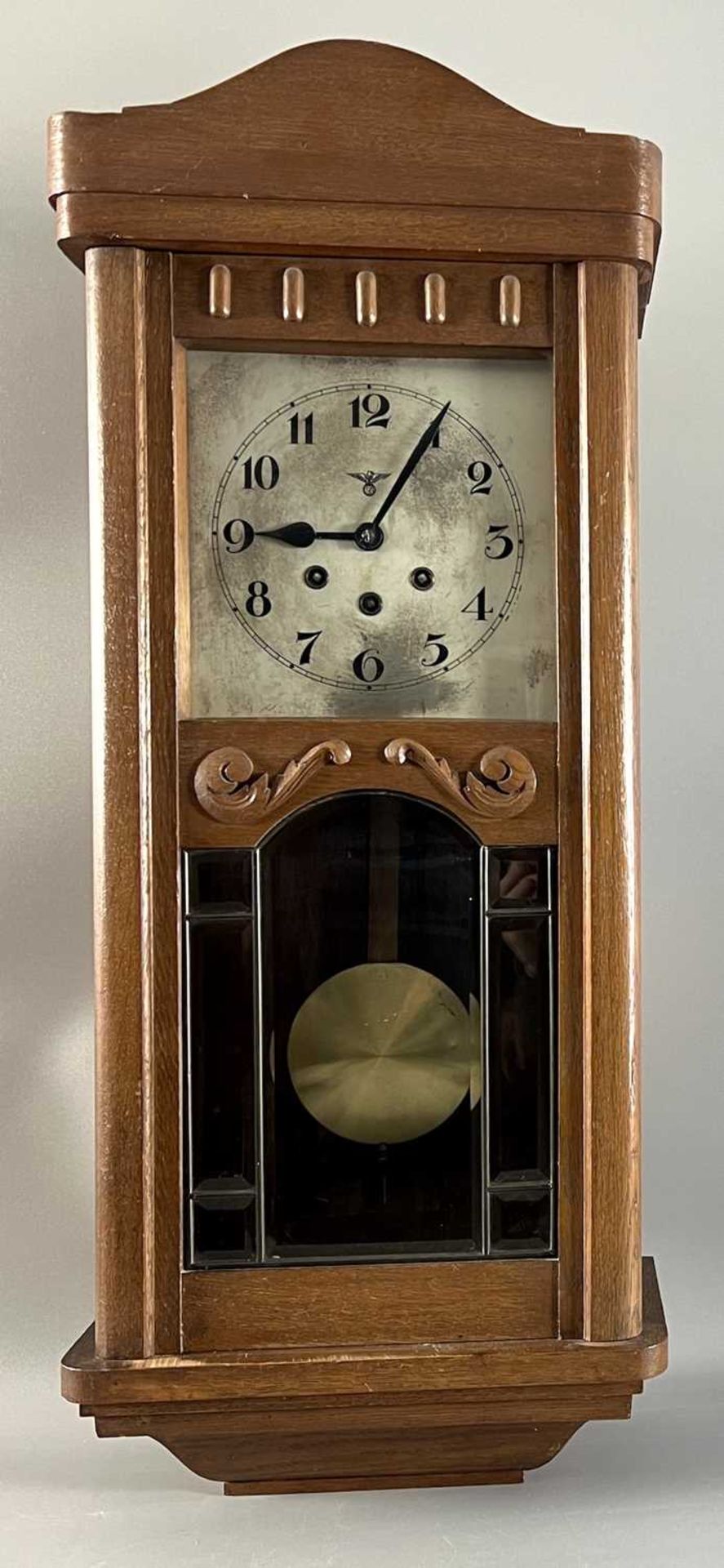 Wanduhr Regulator FMS Friedrich Mauthe Schwenningen, Eichenholz