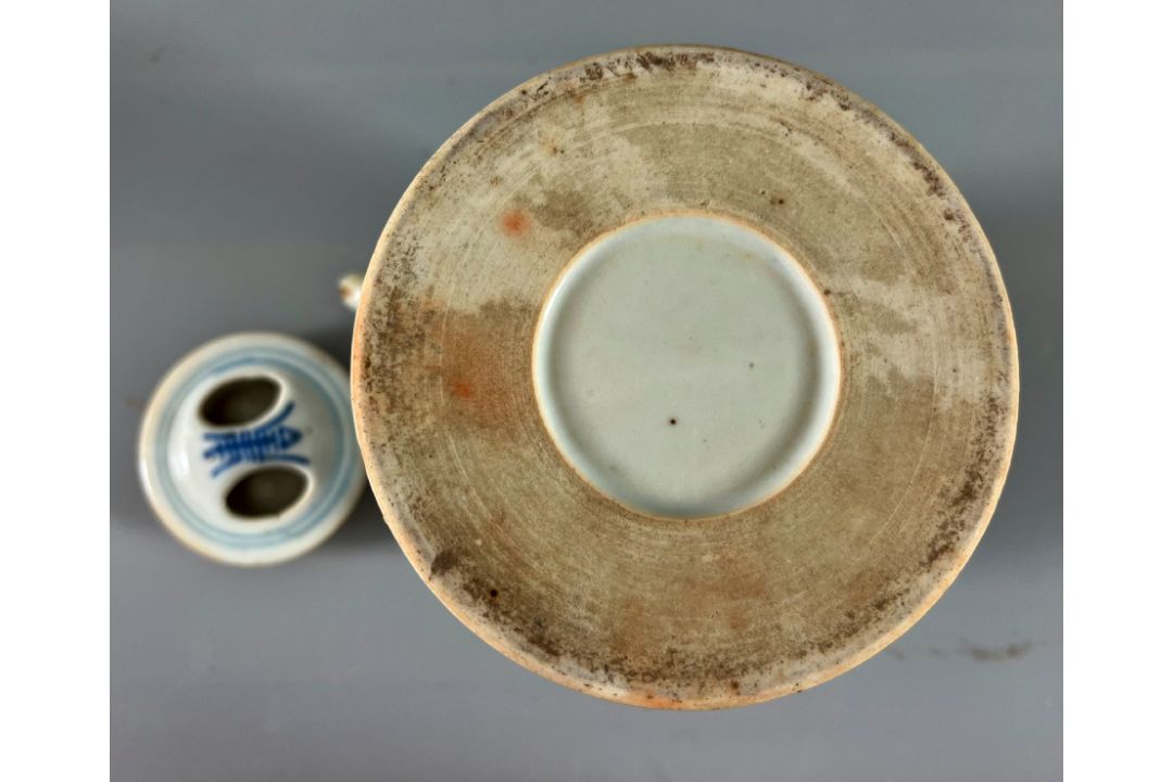 Asiatika China Teekanne wohl Qing Dynastie 18./19. Jahrhundert mit Gelehrten Malerei 茶壶 壽 - Bild 6 aus 6