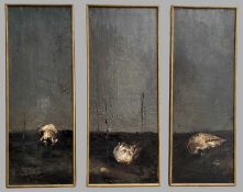 Sobieraj, Edyta (geb. 1966), Czaszki Schädel Tryptychon drei Gemälde auf Leinwand je 142cm hoch