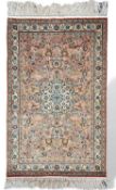 Teppich, Seidenteppich Wandteppich, fein geknüpft, ca. 124cm x 78cm, wohl China Hereke