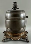WMF Tonnengefäß mit Ananasaufsatz, evtl Eiskübel, versilbert, um 1900 evtl. Jugendstil