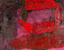 Dewor, Carola (geb. 1955), Ölgemälde 100x80cm abstrakte Komposition in rot 1992, Rechnung DM 3800