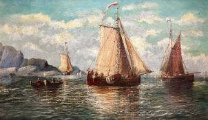 Unsigniertes Ölgemälde Segeschiffe auf hoher See, Marine Maritim