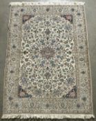 Teppich wohl Nain mit Seide Iran, Maße ca. 182cm x 127cm / 130cm