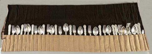 Silber 830 Besteck Dänemark um 1940 wohl Johannes Siggaard (1890-1964), für 12 Personen, ca. 2,5kg