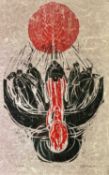 Unleserlich signiert, Farbholzschnitt betitelt Jona, datiert 1982