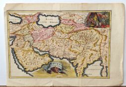 Karte " Oriens Persia India " colorierter Stich