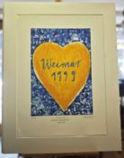 Bernd Schwarzer ( geb. 1954 ) " Weimar 1999 Europäische Kulturhauptstadt Gold Blau " Lithografie