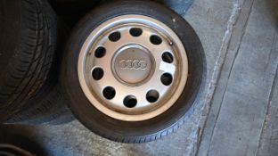 Audi alloy wheels x 4 and unused tires 195/50R15 plus one other