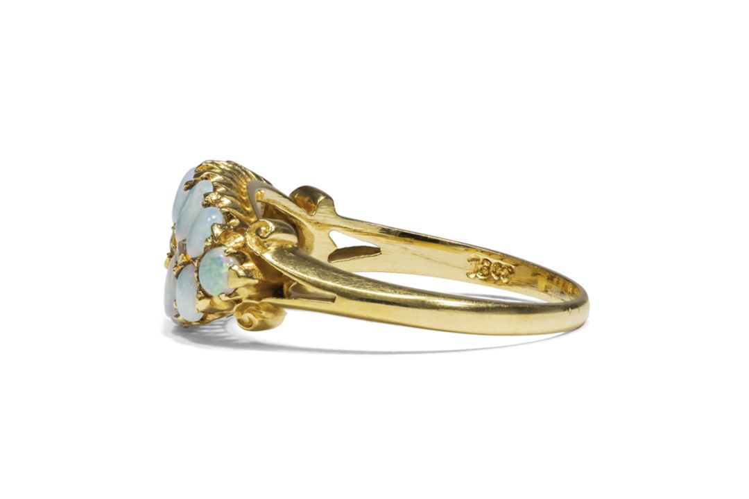 Fingerschmuck: Viktorianischer Boat-Ring mit australischen Opalen - Bild 2 aus 3