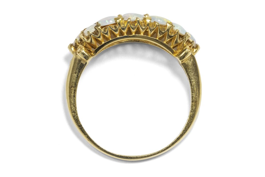 Fingerschmuck: Viktorianischer Boat-Ring mit australischen Opalen - Bild 3 aus 3