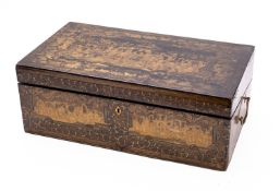 A Chinese Export black and gold lacquer writing slope with fitted interior,