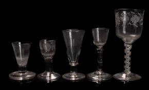 Five various English glasses,