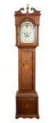 An oak moonphase longcase clock the eight-day duration movement striking the hours on a bell with