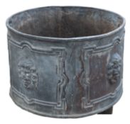 A lead garden planter, in early 18th century taste, modern; of cylindrical form,