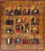 A Russian icon of the Resurrection and Descent into Hell, with Feast Days,