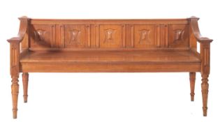 A Victorian walnut hall bench seat,