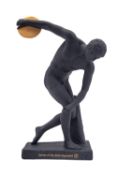 A Wedgwood black basalt figure of the Discobolus, on a shaped rectangular base,