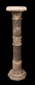 A northern Italian veined alabaster pedestal, circa 1900; the square top with canted corners,