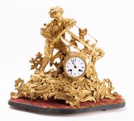 A mid-Victorian gilt-metal clock the eight-day duration movement striking the hours and half-hours