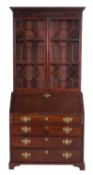 A George III mahogany bureau bookcase,