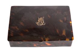 A Victorian tortoiseshell and gilt metal mounted necessaire box,