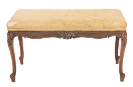 A late 19th Century French carved beechwood duet stool,