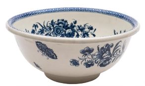 A First Period Worcester blue and white wash basin: with turn- over rim,