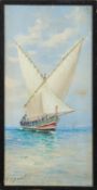 Vincenzo d`Esposito (Maltese, 1886-1946) - A Maltese sailboat - Watercolour - 21 x 10.