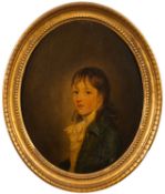 British School, 19th Century - Portrait of a boy in a blue coat,