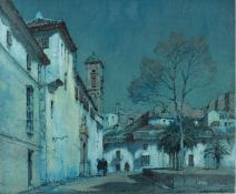 Albert Moulton Foweraker (British, 1873-1942) - 'Moonlight, Antequerra': View in Andalusia,