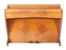 A walnut upright pianoforte in Art Deco style, circa 1930s, by Barratt & Robinson,