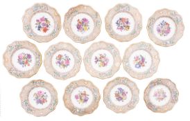 A set of twelve Dresden pierced dessert plates in the Meissen manner,