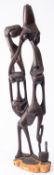 Three carved hard wood family groups, Makonde People, east Africa,