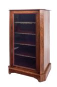 A Victorian walnut crossbanded and inlaid music cabinet, bordered with boxwood and ebony lines,