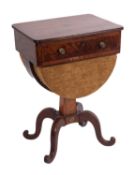 A Regency mahogany and inlaid rectangular work table, bordered with ebony lines,