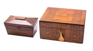 A Victorian walnut and parquetry writing slope,