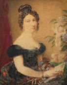 Albin Roberts Burt (British, 1783-1842) - Seated portrait of a lady - Pencil and ink wash - 28.