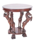 An unusual South East Asian hardwood circular centre table,
