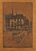 *Edward Gordon Craig (British, 1872-1966) - D'Artagnan in London - Woodcut - 17 x 10cm - 36.5 x 22.