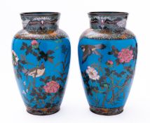 A pair of Japanese cloisonné vases,