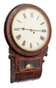 A mahogany drop-dial wall clock having an eight-day duration,