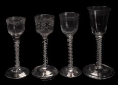 Four English wine glasses,