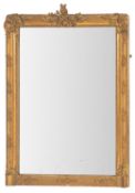 A Victorian giltwood and composition framed rectangular overmantel mirror,