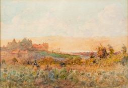 Hector Caffieri (British, 1847-1932) - The Valley of the Leane de Calais - Watercolour - 16.5 x 24.